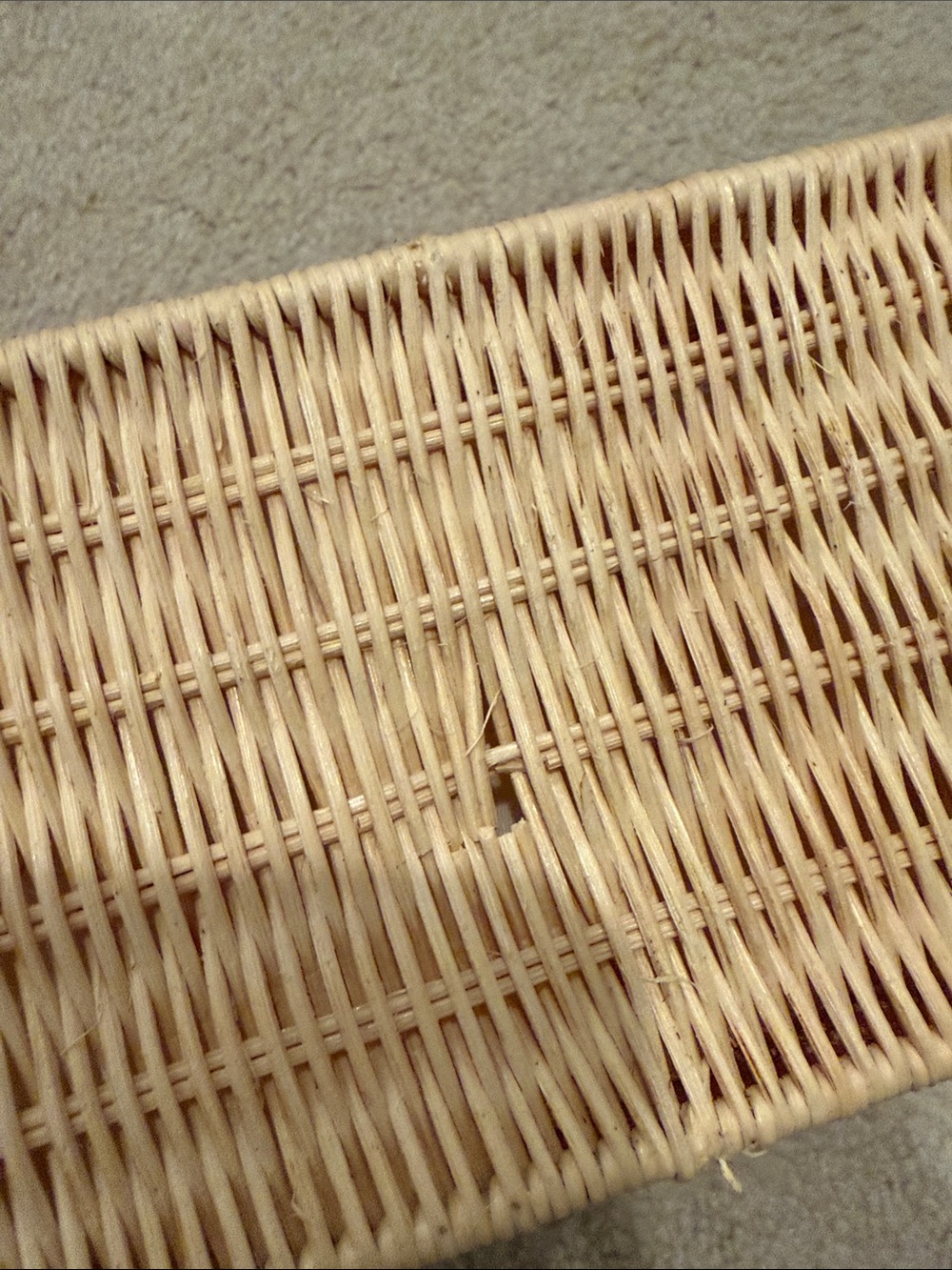 Woven Straw Handbag with Brown Leather Handles - Picture 3 of 3